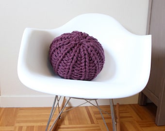 Small knit pouf - soft wool blend pillow or cushion