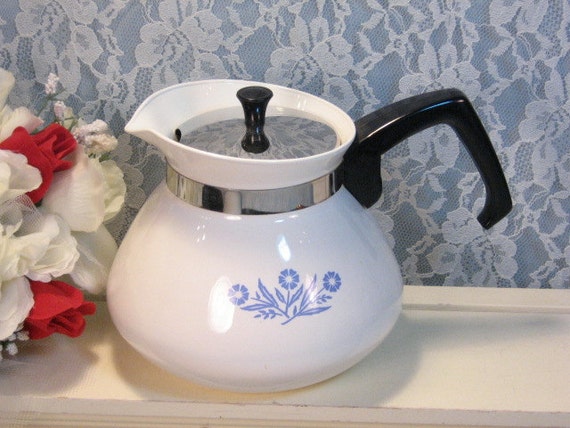 Vintage Corning Ware Pyroceram Blue Cornflower 3 Cup Teapot