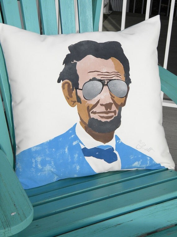 Outdoor pillow Abraham Lincoln coolest President by crabbychris