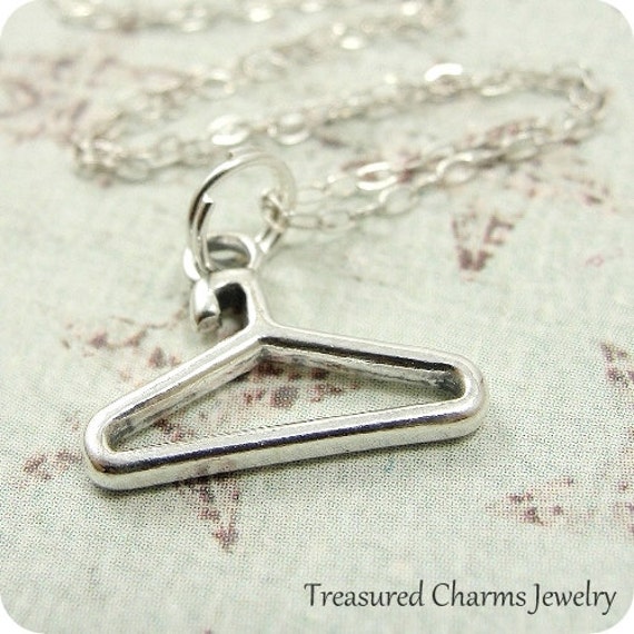 Clothes Hanger Necklace Sterling Silver Coat by treasuredcharms