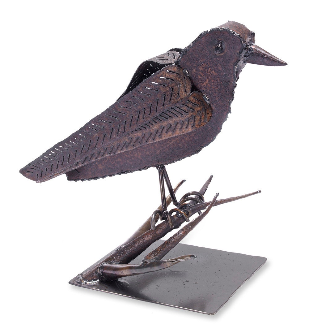 Art Metal Raven Bird Freestanding Tabletop Sculpture by ShopGatski