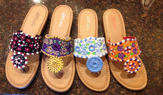 Game Day hand-painted sandals Clemson /USC /UNC /LSU