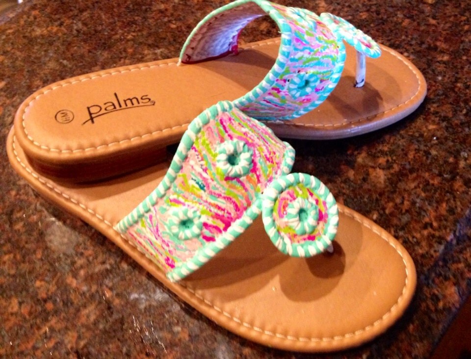 Hand Painted Sandals in the style of Jack Rogers with a Lilly