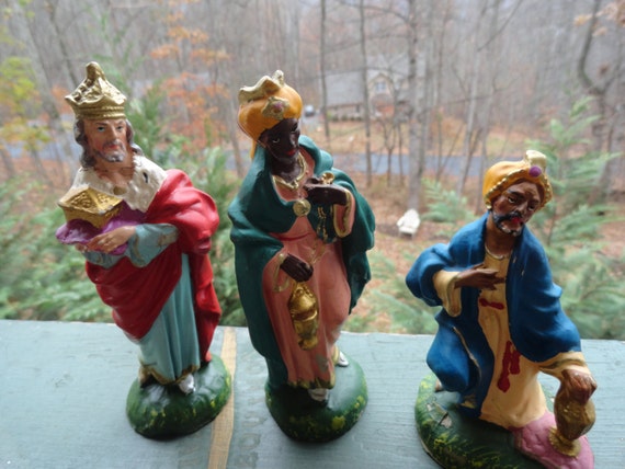 Vintage THREE WISE MEN Three Kings Italy Nativity Beautiful