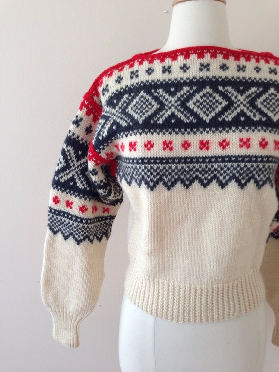 1950s ski sweater / 50s Wool sweater / Marius Knit sweater