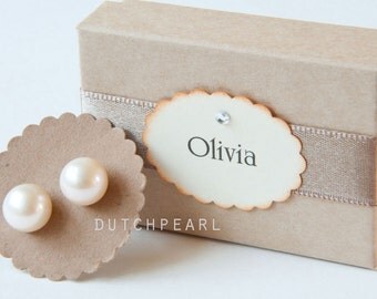Big 10mm real pearl earrings studs - freshwater - genuine pearls - white sterling silver - chunky pearl stud earrings post - large wedding