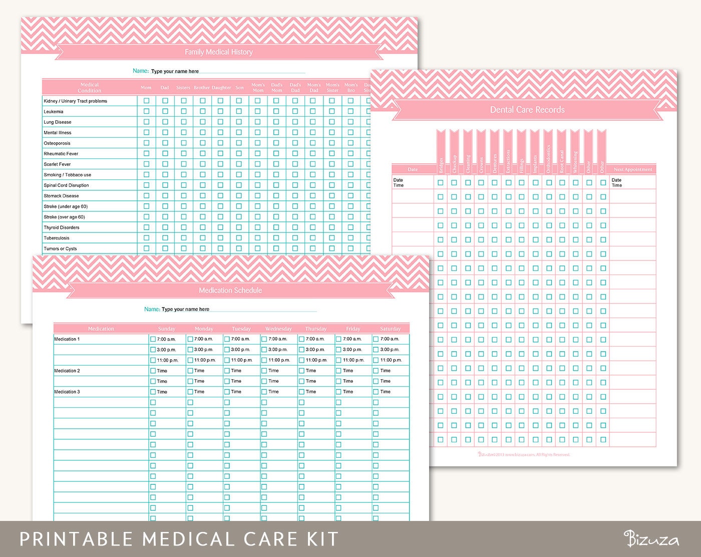 3 medical conditions letter Organizing Kit 9 Information Templates Printable Medical