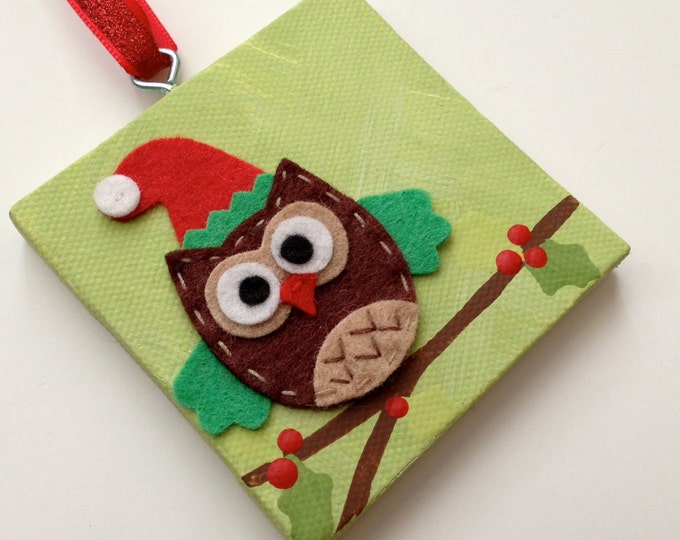 Personalized felt owl Christmas ornament