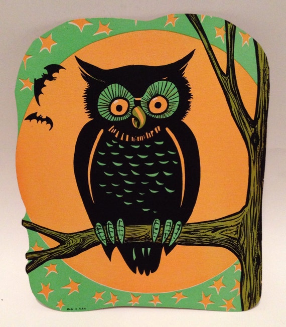 Vintage Halloween Owl Cut-Out