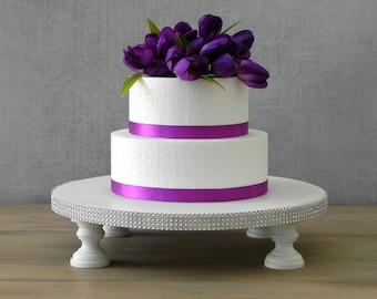 12" Wedding Cake Stand Cupcake Stand White Bling Rhinestone Wooden Wedding Decor E. Isabella Designs. As Featured In Martha Stewart Weddings