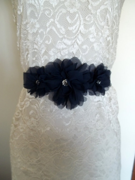 Items similar to Wedding Bridal Sash Chiffon Flowers, Wedding Gown Sash ...