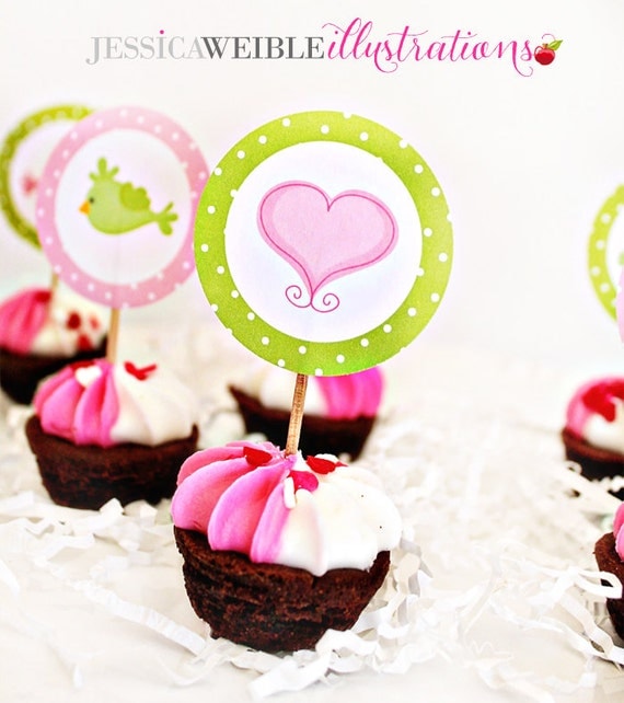 Happy Heart Turtles Theme - Printable Party Tags - Cupake Toppers - Printable Party Favors - Valentine Party Printables Il_570xn