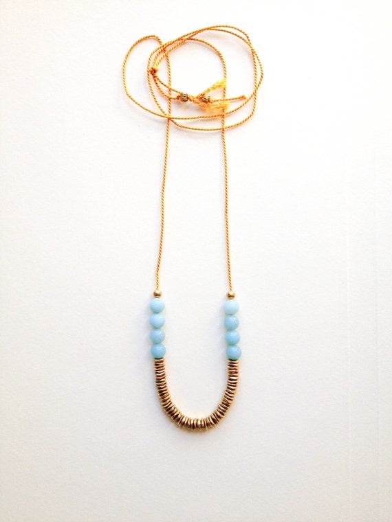 Silk Cord and Brass Necklace