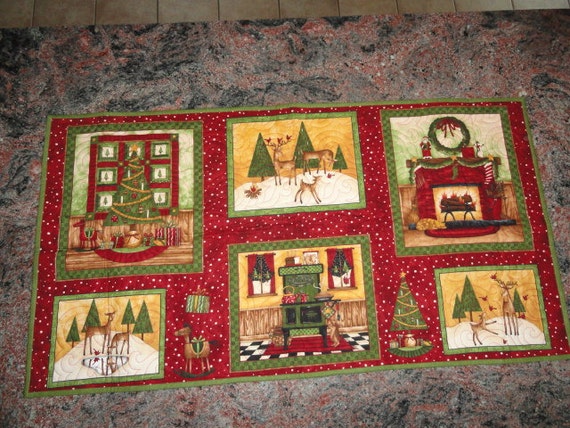 Quilted Christmas table runner by Lovedquilts on Etsy