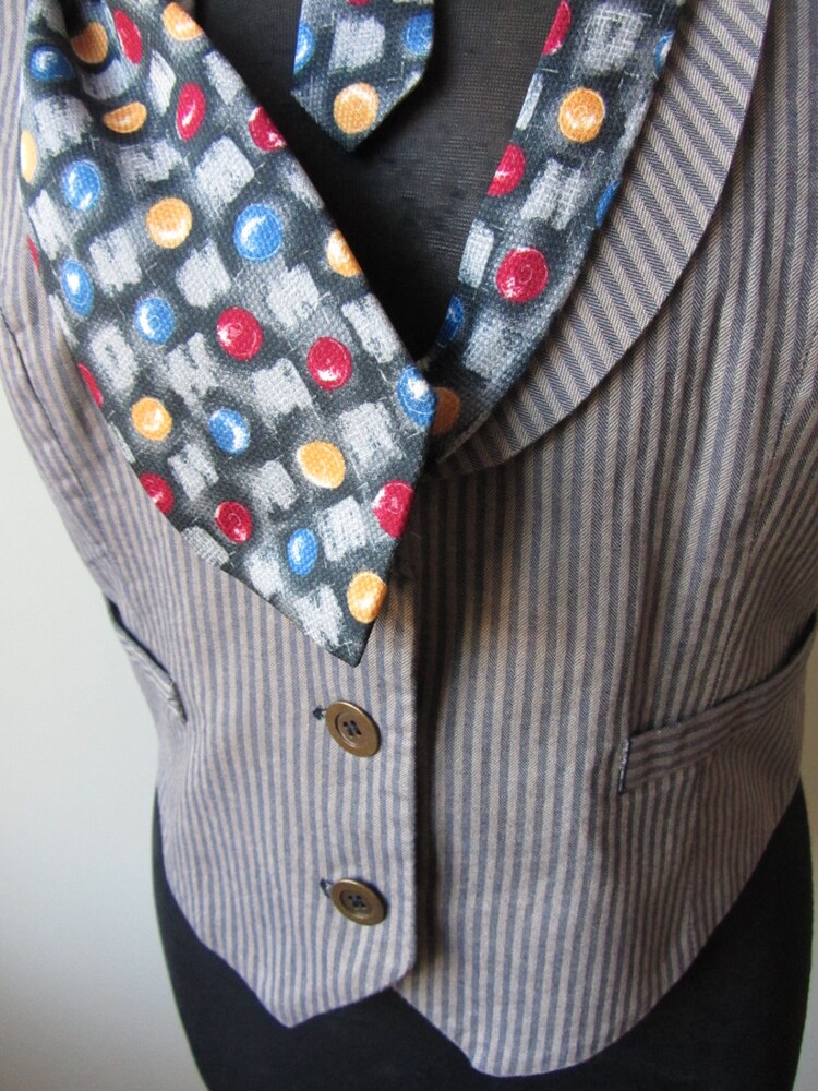 Womens Striped Waistcoat Womens Fitted by GarageCoutureClothes