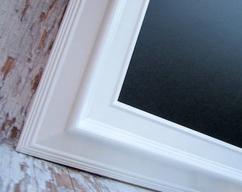 LARGE WHITE CHALKBOARD 41"x29" ExTRA LaRGE Framed Chalkboard Magnetic Chalk board Modern Home Decor Unique Urban White Framed Chalk board