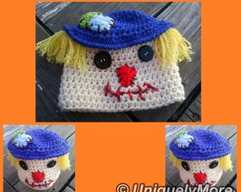 Scarecrow Hat-Custom Made- Fall Hat- Halloween Hat- Halloween Costume- Scarecrow Photo Prop- Crochet Hat- Baby Hat- Baby Shower-Adult Hat