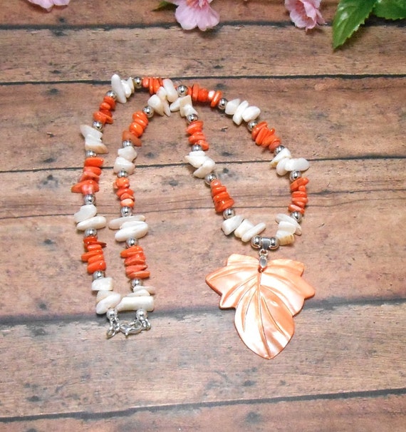 Mother of pearl poker chip necklace