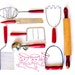 Red Bakelite Handled Cooking Tools Wooden Baking Vintage Retro Farmhouse Kitchen