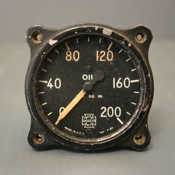 Vintage Aircraft Oil Gauge Steampunk aircraft instrument