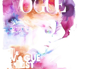 RESERVED LISTING. Original Watercolour Painting. Watercolor Fashion. Titled: Vogue Korea