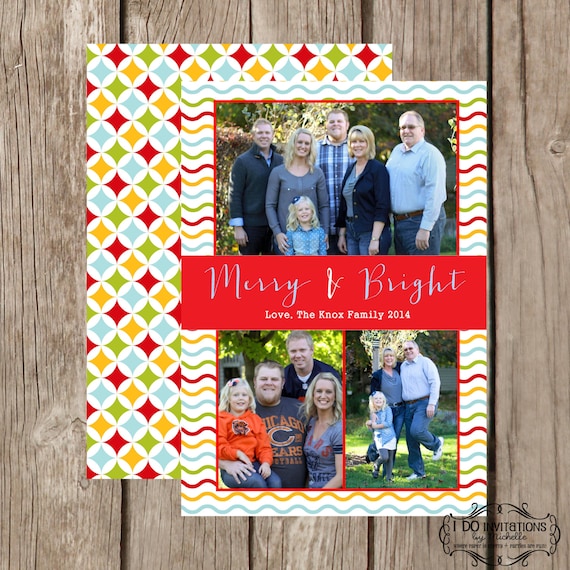 Holiday Photo Card - Merry & Bright - Digital File Il_570xn