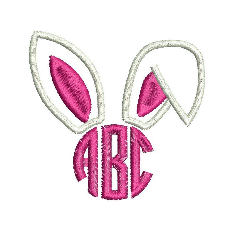 Bunny Ears Monogram Applique Design For Machine Embroidery