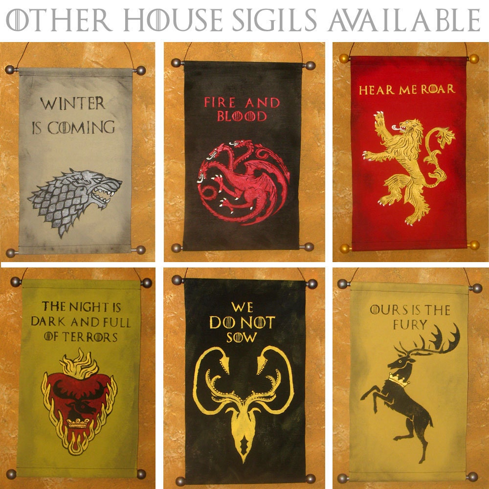 Hand Painted House Clegane Canvas Banner Game of Thrones