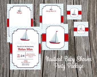 Nautical Baby Shower Party Package, boy, anchor, chevron- diy, choose 8 ...