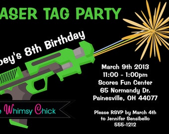 Laser Tag Birthday Invitation - Printable or Printed - Laser Tag Invitations for Boys or Girls