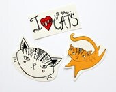 I Love Cats Temporary Tattoo Set / Pack of Three