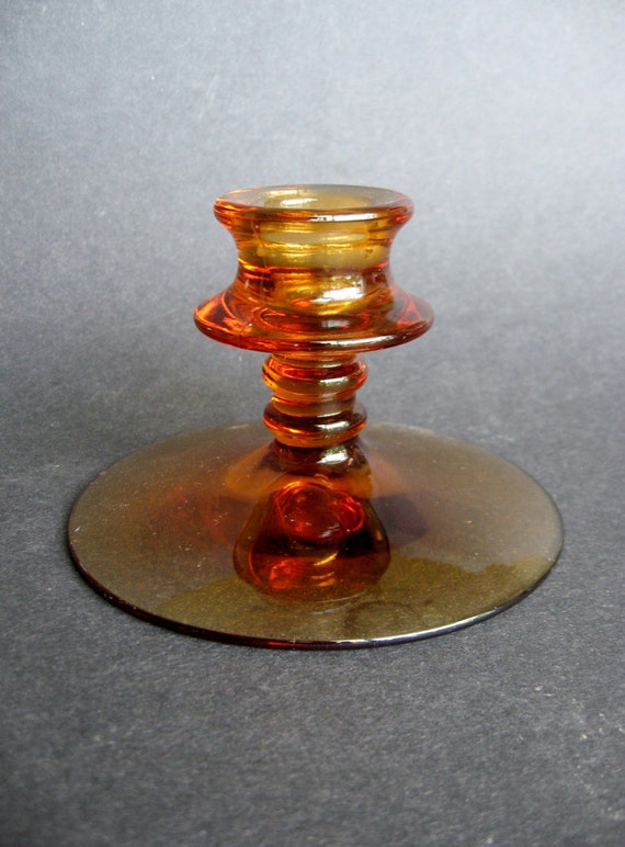 Items similar to Amber Glass Candle holder on Etsy