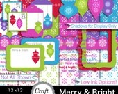 50% Off Sale Digital Paper Pack Merry & Bright Ornament Clipart Clip Art Christmas Papers Gift Tags Christmas Cards Digital Craft Supplies Il_170x135