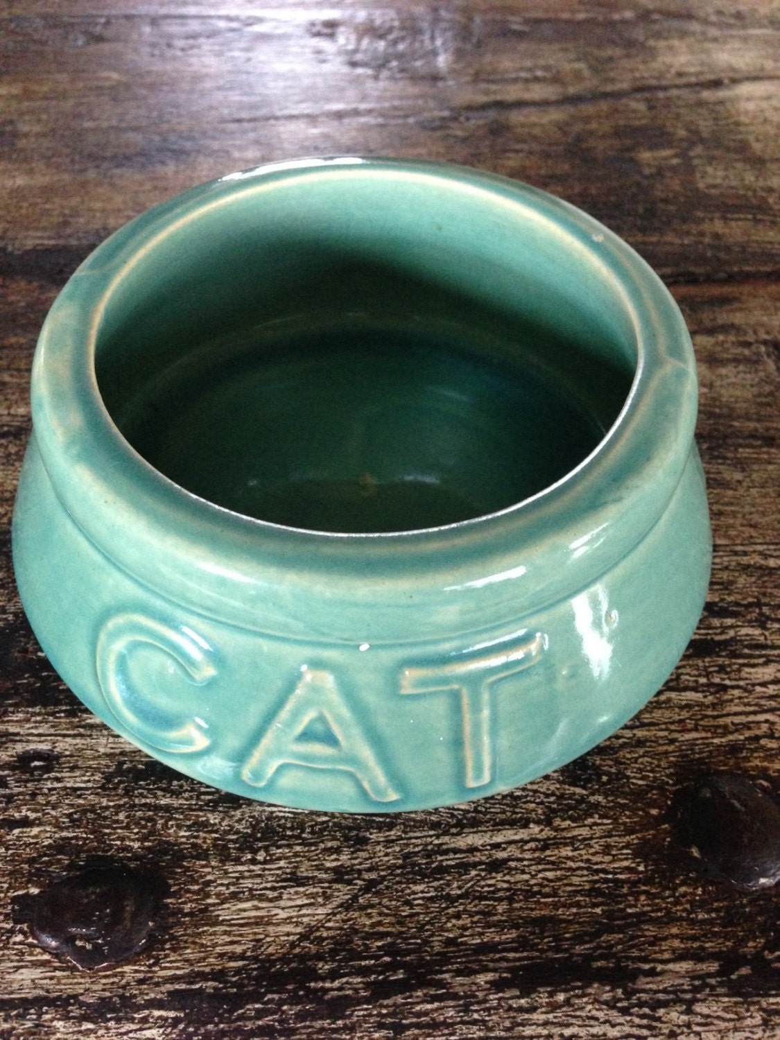 McCoy Pottery Cat Pet Bowl Green