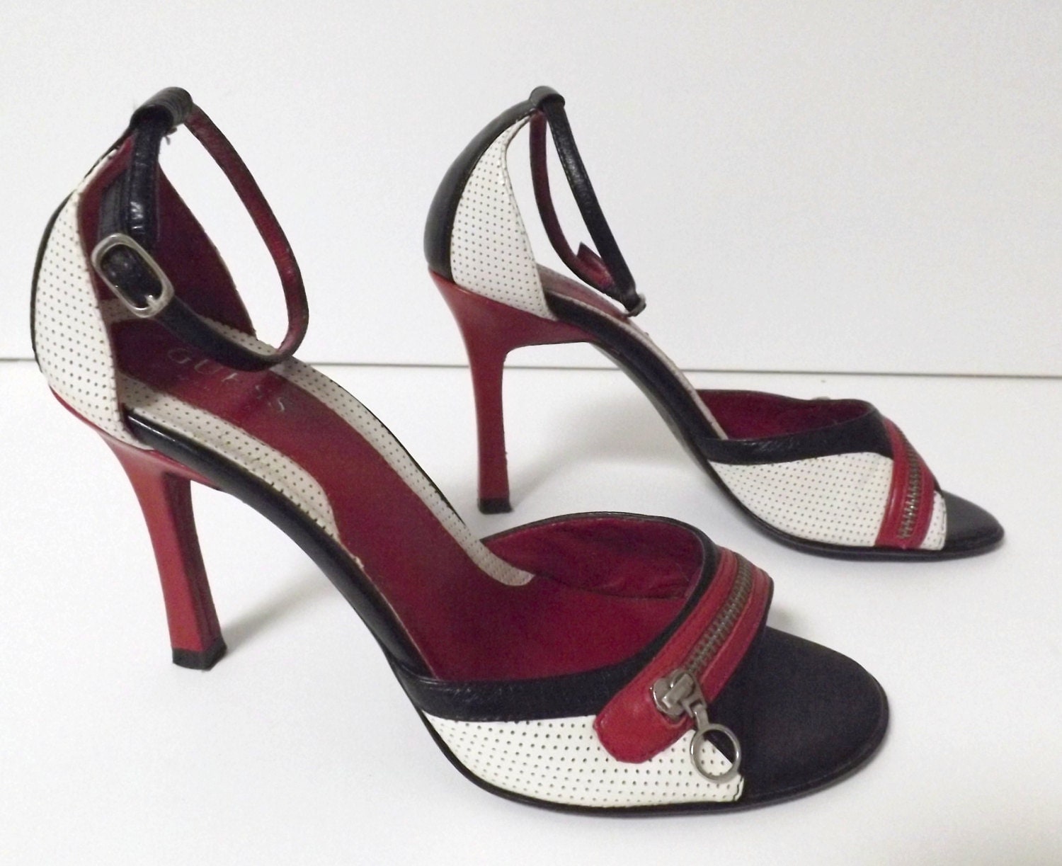 Vintage 90's Guess Stiletto Heels with Zippers Strappy