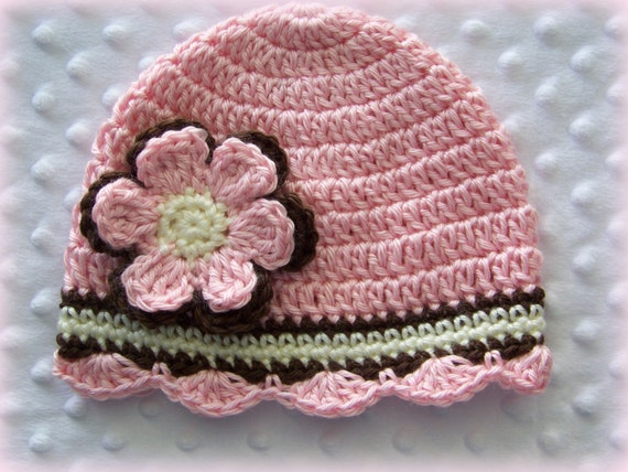 Items similar to Crochet Baby Girl Hat, Newborn Crochet Baby Hat ...