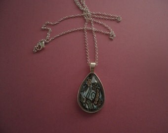 Blue and Brown Paisley Necklace