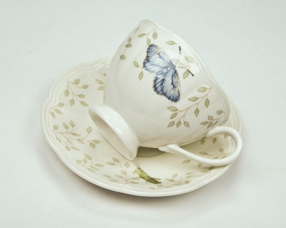 China Tea Coffee Cup and Saucer Lenox Butterfly Meadow Pattern