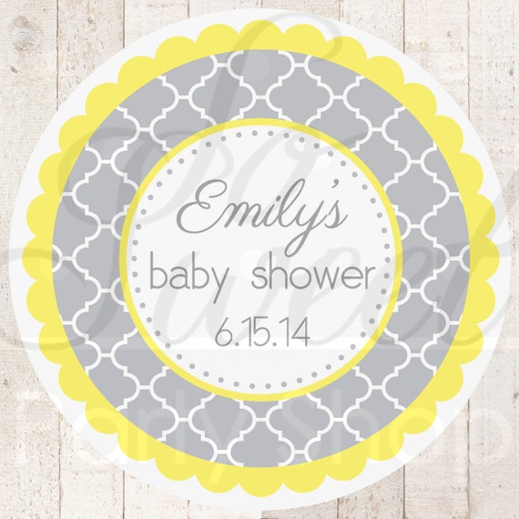 24 Baby Shower Favor Sticker Labels - Gray and Yellow - Boy or Girl Baby Shower Decorations - Gender Neutral Shower Il_570xn