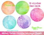 Watercolor 1 inch circle images Watercolor Clipart Bottlecap images Instant Download Round Images digital download Il_170x135
