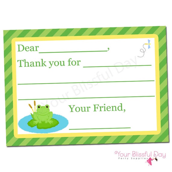 PRINTABLE Boy Frog Fill-in-the-Blank Thank You Cards #530 Il_570xn