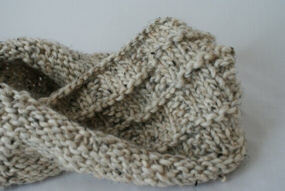 Items similar to heather grey twist knit cowl scarf on Etsy
