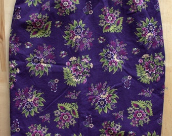Purple Floral Pencil Skirt, Size Small