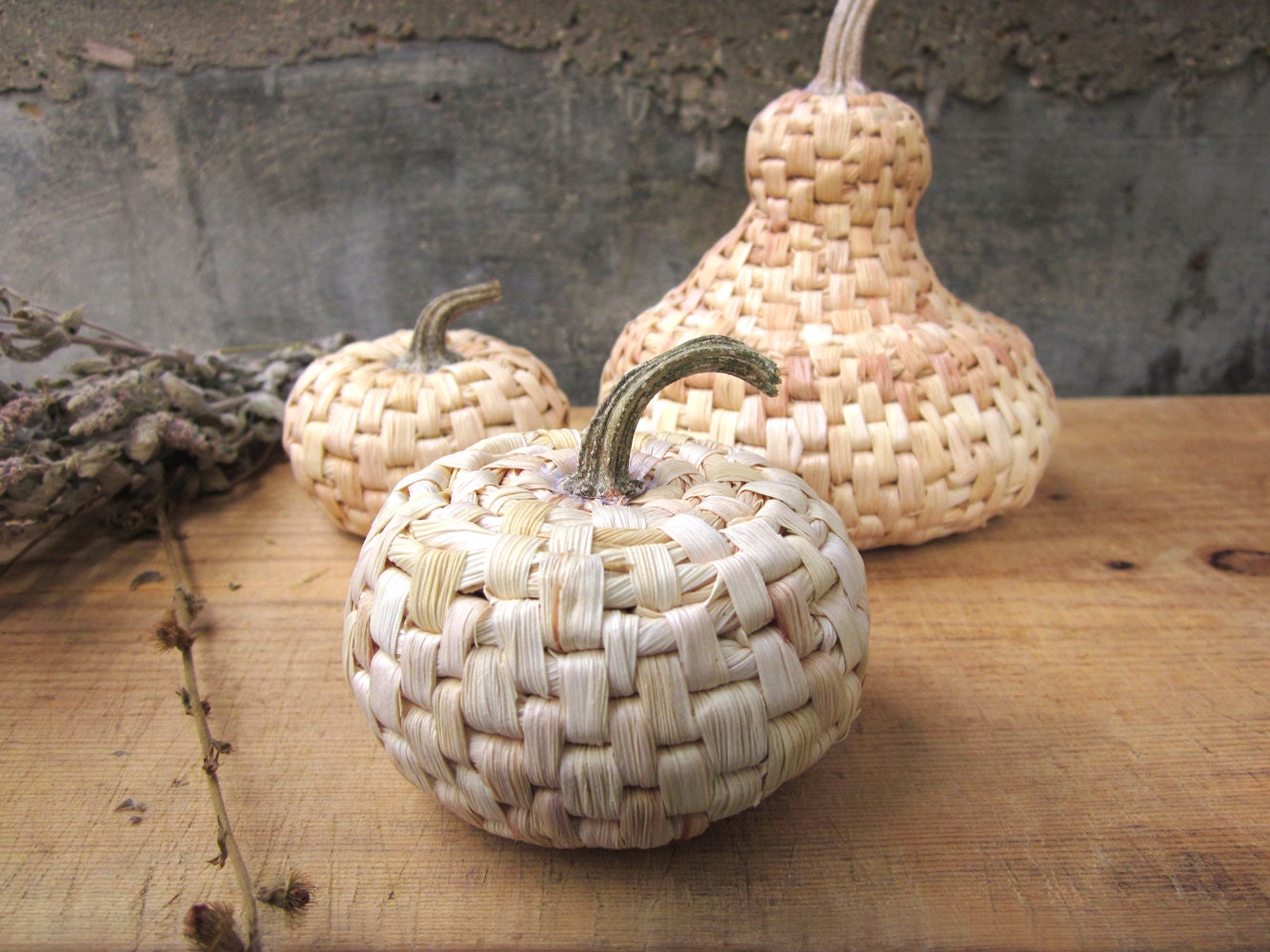 Handmade pumpkins home decor natural maize foliage table