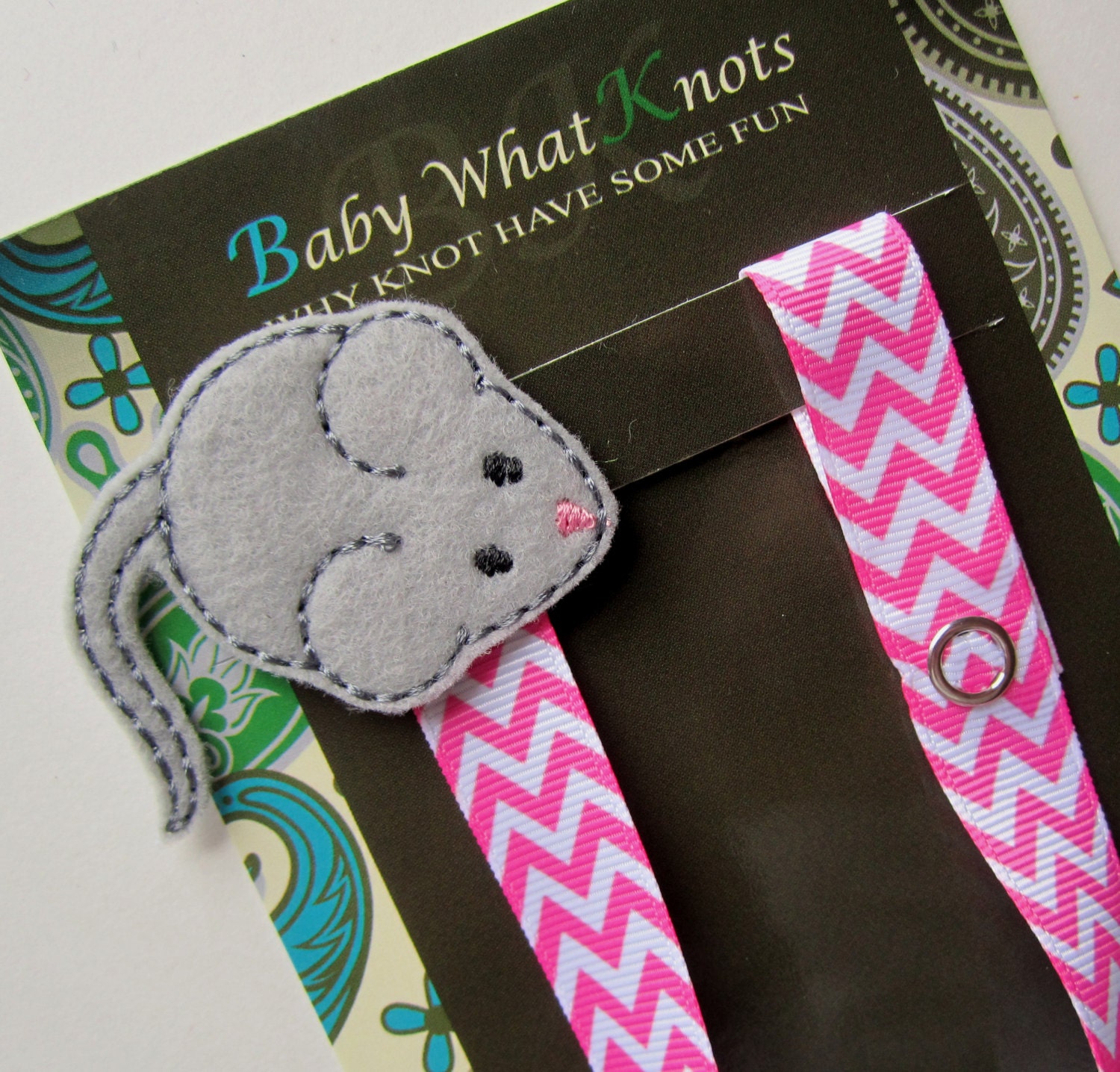 Girl Pacifier Clip Mouse Pacifier Clip Pink Chevron Pacifier