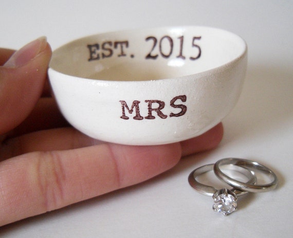 custom MRS gift wedding date RING HOLDER gift for bride ring