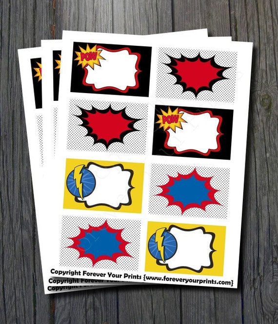 Superhero Buffet Table Labels - Party Favors - INSTANT DOWNLOAD Il_570xn