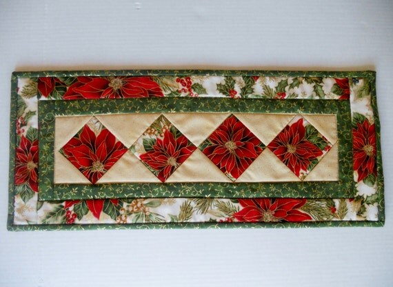 Elegant Christmas Quilted Table Runner by ForgetMeNotQuilteds