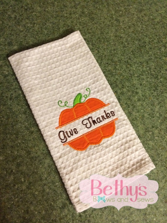 Items similar to Embroidered White Waffle Weave Kitchen Towel on Etsy