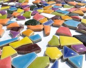 Mosaic Ceramic Tiles - Random Geometric Shapes in Assorted Colors - 50 Tiles